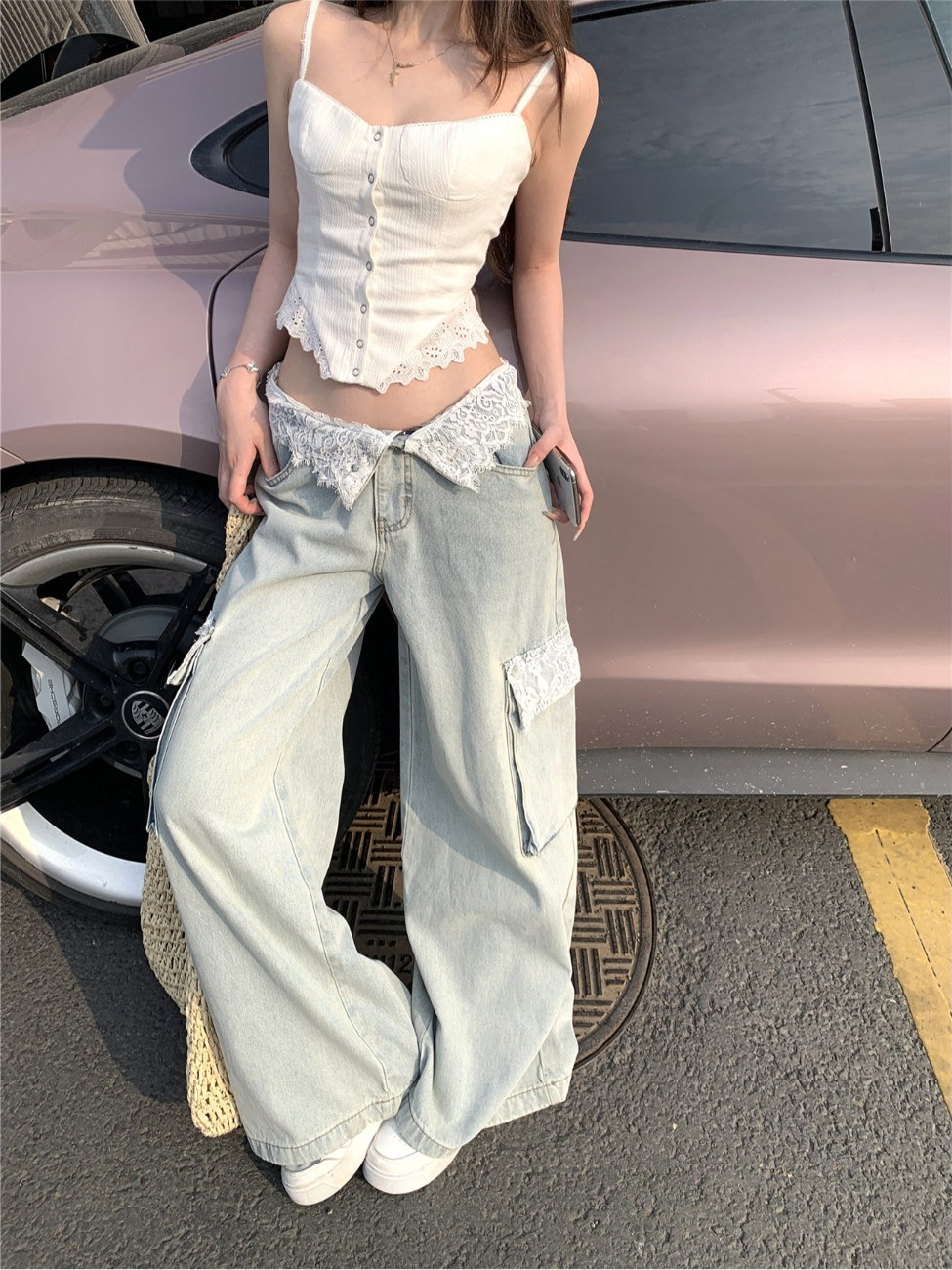 Jeans - Blauwe damesjeans hoge taille vintage rechte