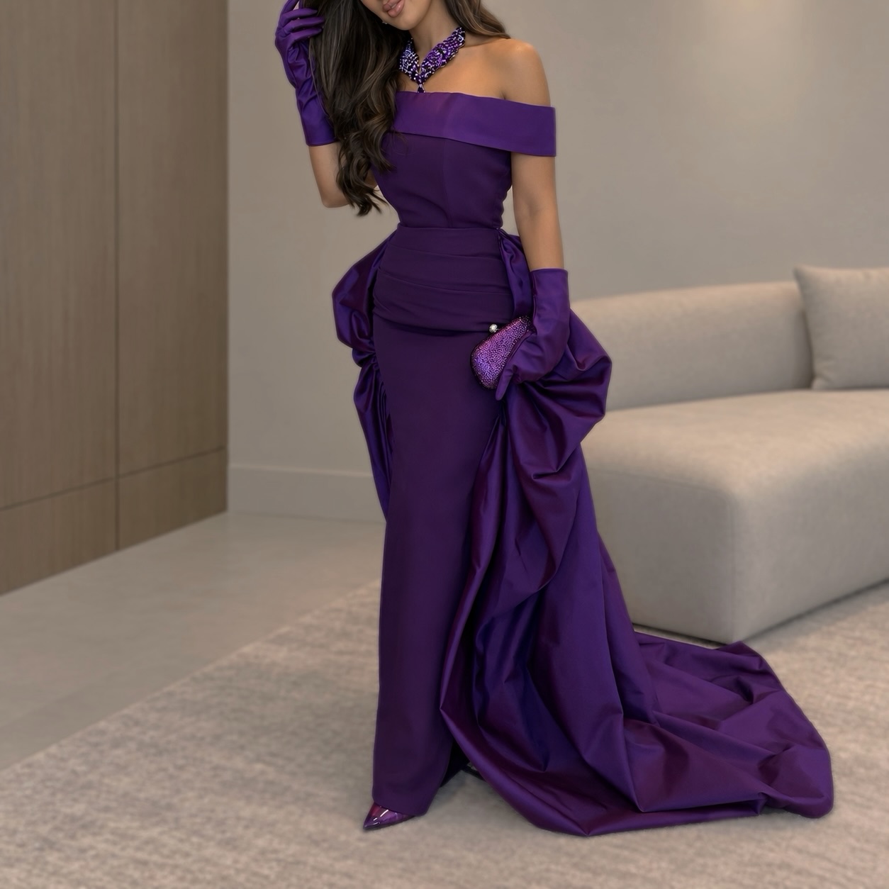 Elegant Satin Evening Gown Split - Op maat gemaakte, sexy satijnen avondjurken