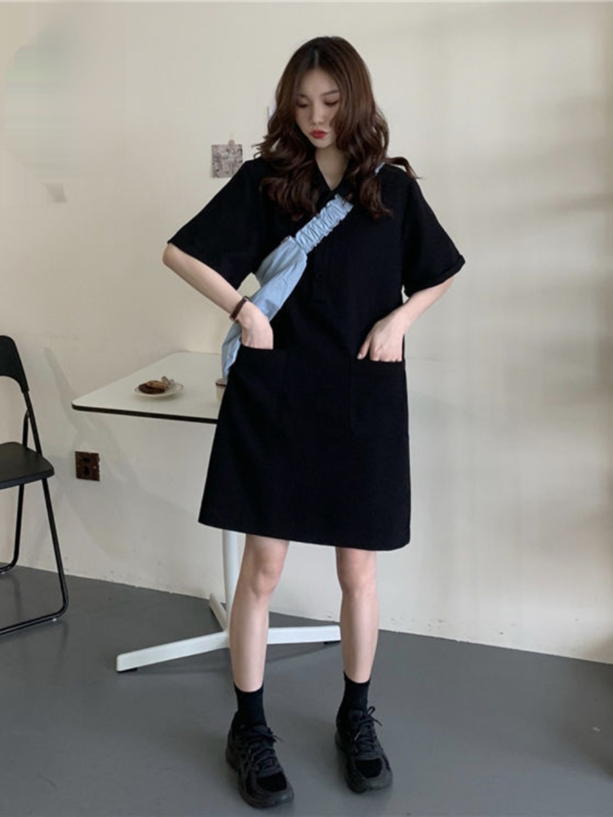 Plus Size A-lijn Jurk met Kraa - Korean Style A Line Shirt Dress recensie en prijs