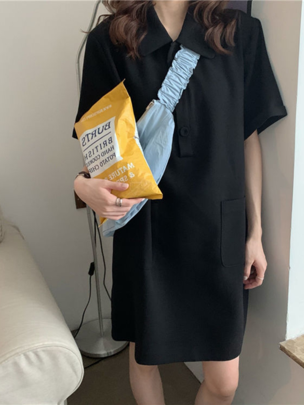 Plus Size A-lijn Jurk met Kraa - Korean Style A Line Shirt Dress recensie en prijs