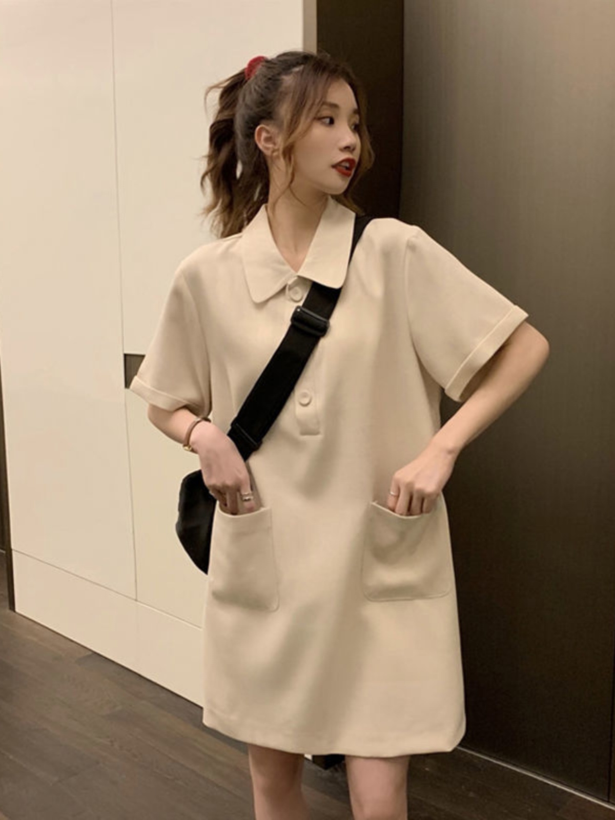 Plus Size A-lijn Jurk met Kraa - Korean Style A Line Shirt Dress recensie en prijs