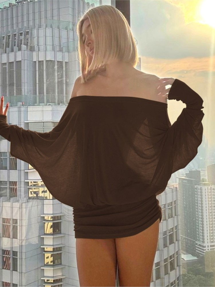 Nieuwe mode off-shoulder pure  - Sexy Mesh Sheer Bodycon Dress recensie en prijs