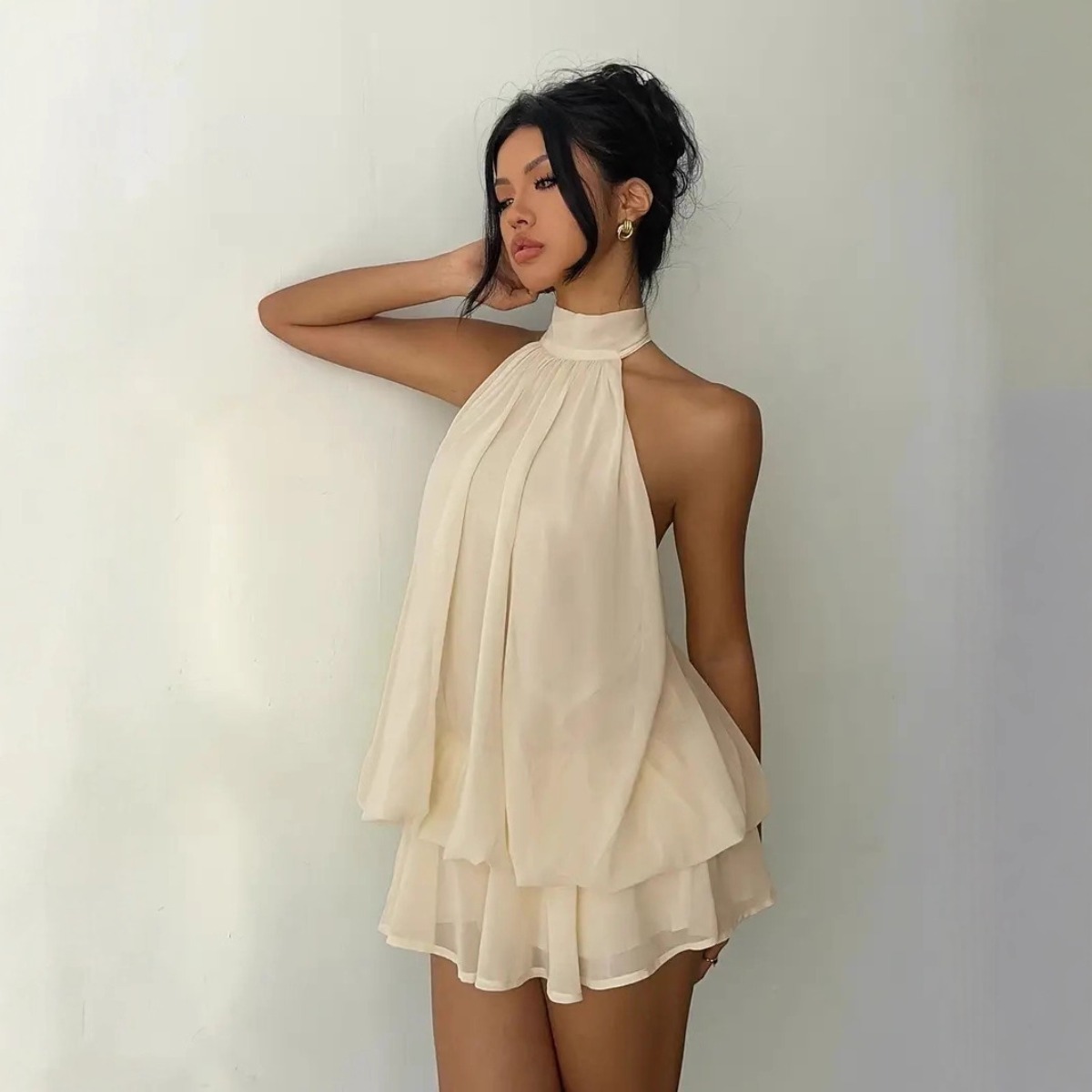 Damesjurk met halterhals, chif - Y2K Backless Halter Mini Dress recensie en prijs