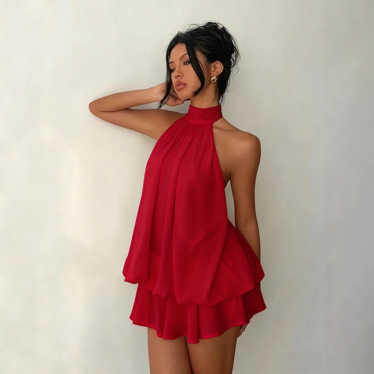 Damesjurk met halterhals, chif - Y2K Backless Halter Mini Dress recensie en prijs