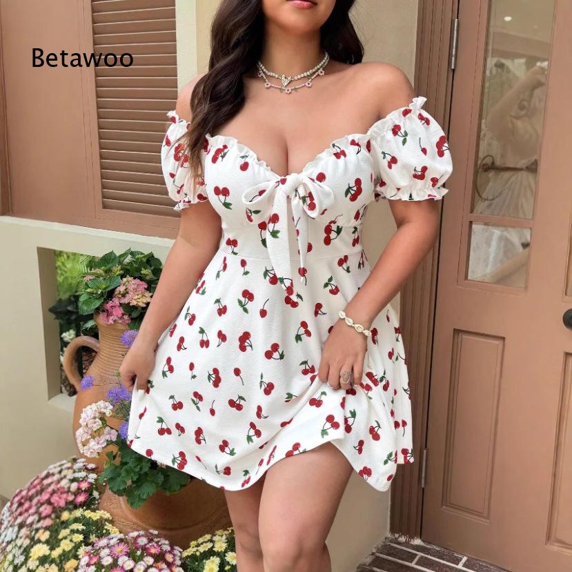 Off-shoulder mini-jurk met blo - Off Shoulder Puff Sleeve Sundress recensie en prijs