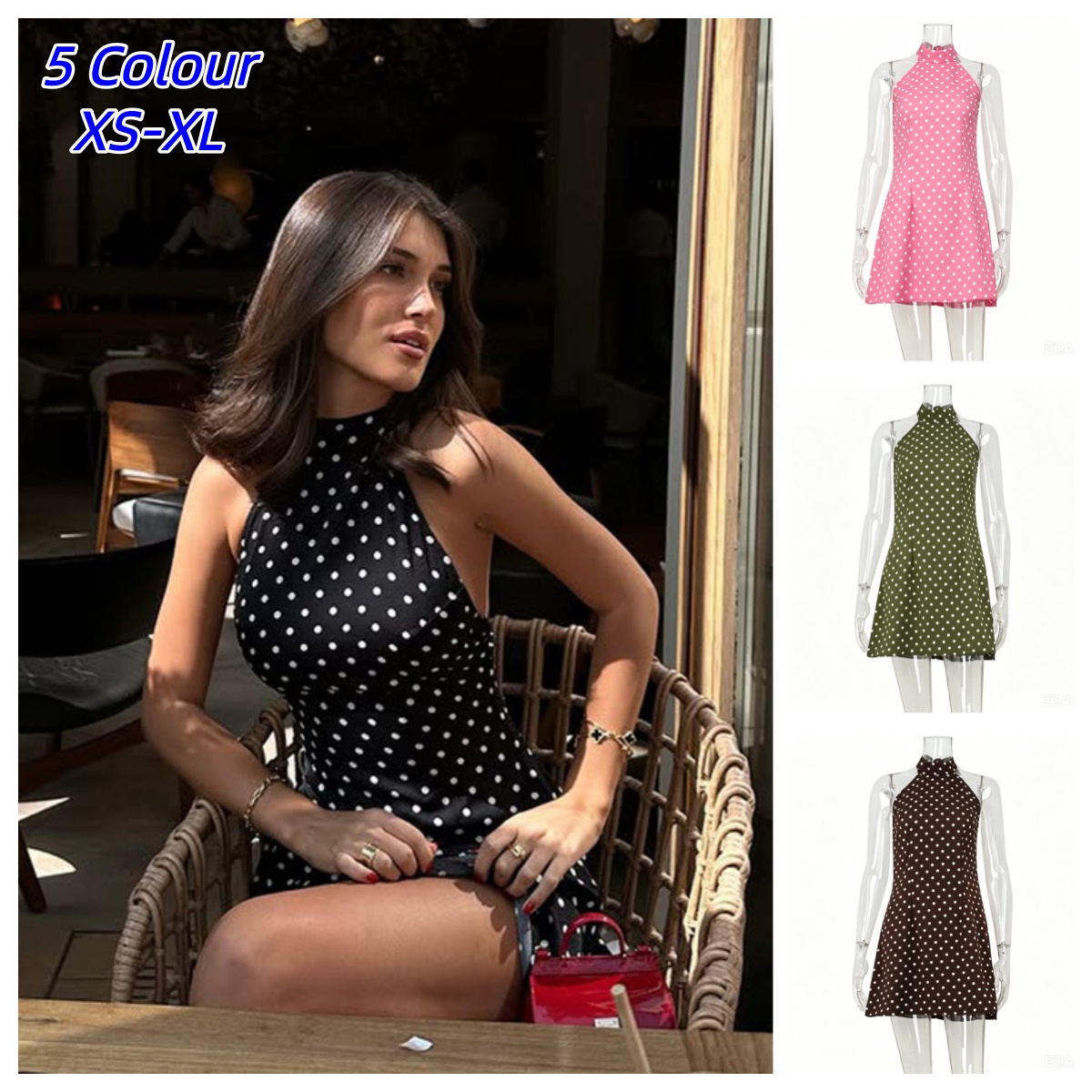 Y2K Sexy Retro Polka Dot Print - Y2K Backless Halter Mini Dress recensie en prijs