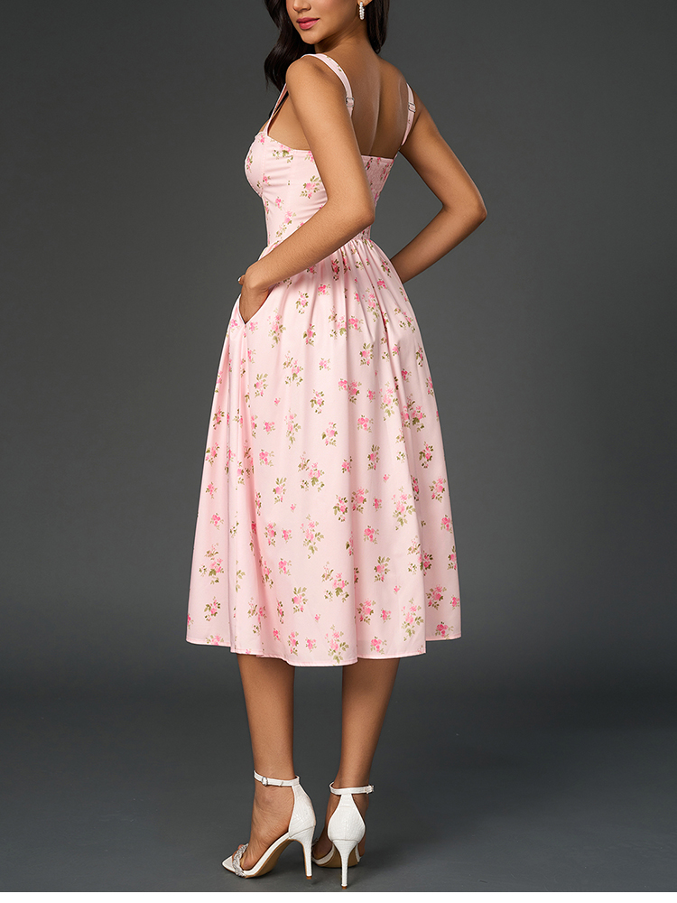 NewAsia Dames Jurk met Bloemen - French Vintage Floral Midi Dress recensie en prijs