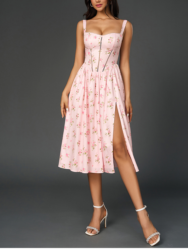 NewAsia Dames Jurk met Bloemen - French Vintage Floral Midi Dress recensie en prijs