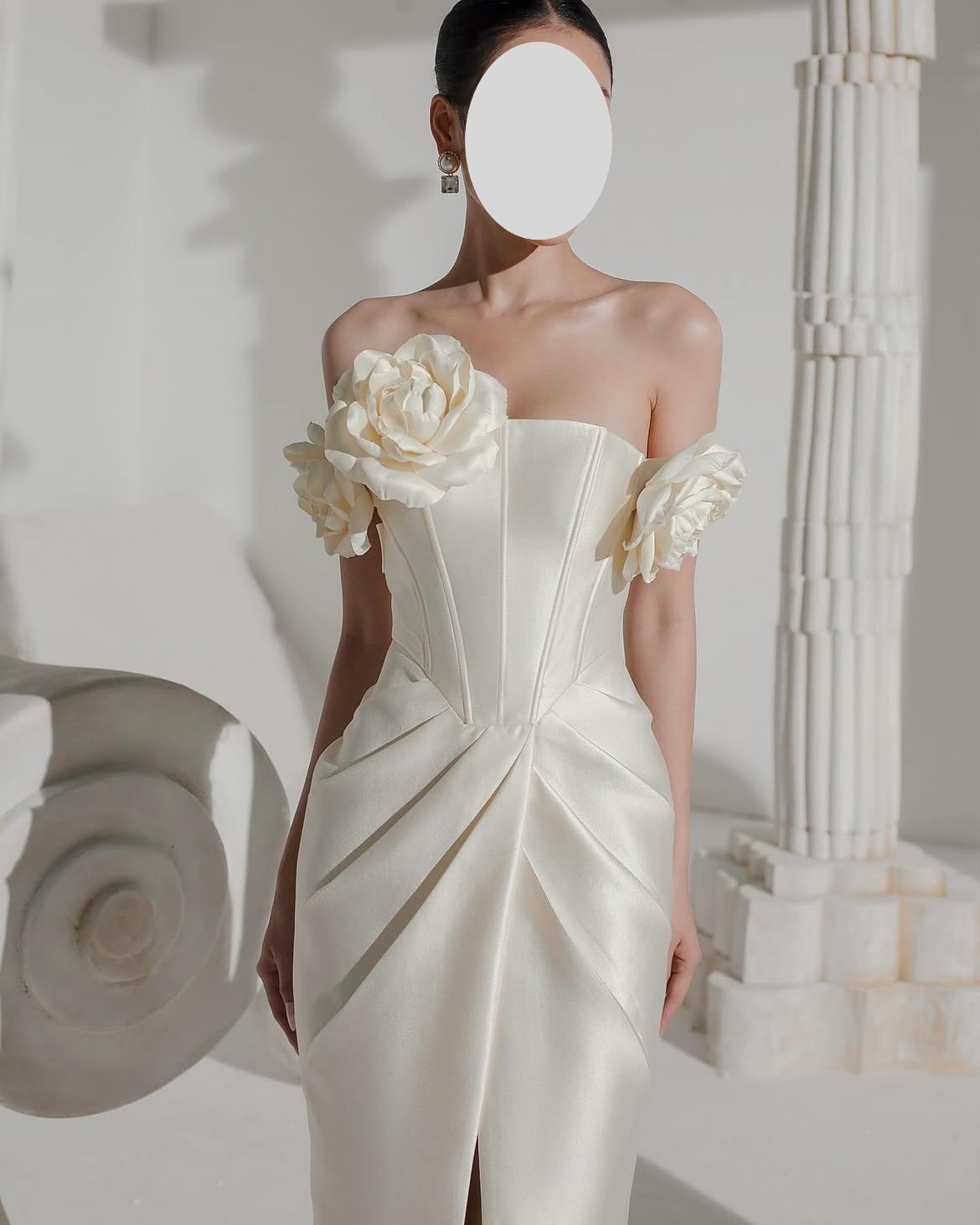 QR Op maat gemaakte off-should - Elegant Satin Evening Gown Split recensie en prijs