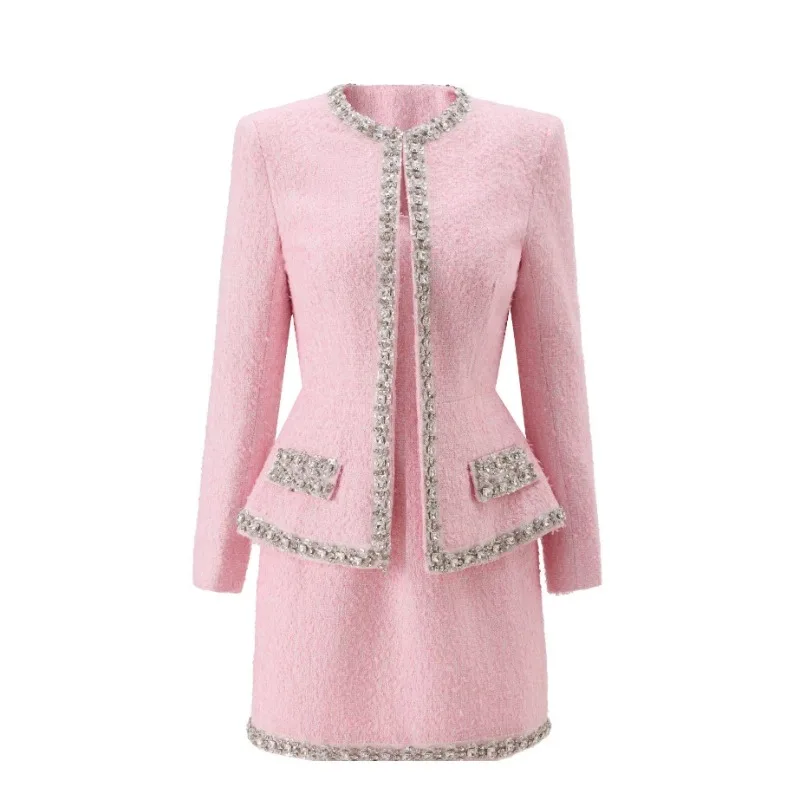 Premium roze tweed dames tweed - Tweed Two Piece Blazer Dress recensie en prijs