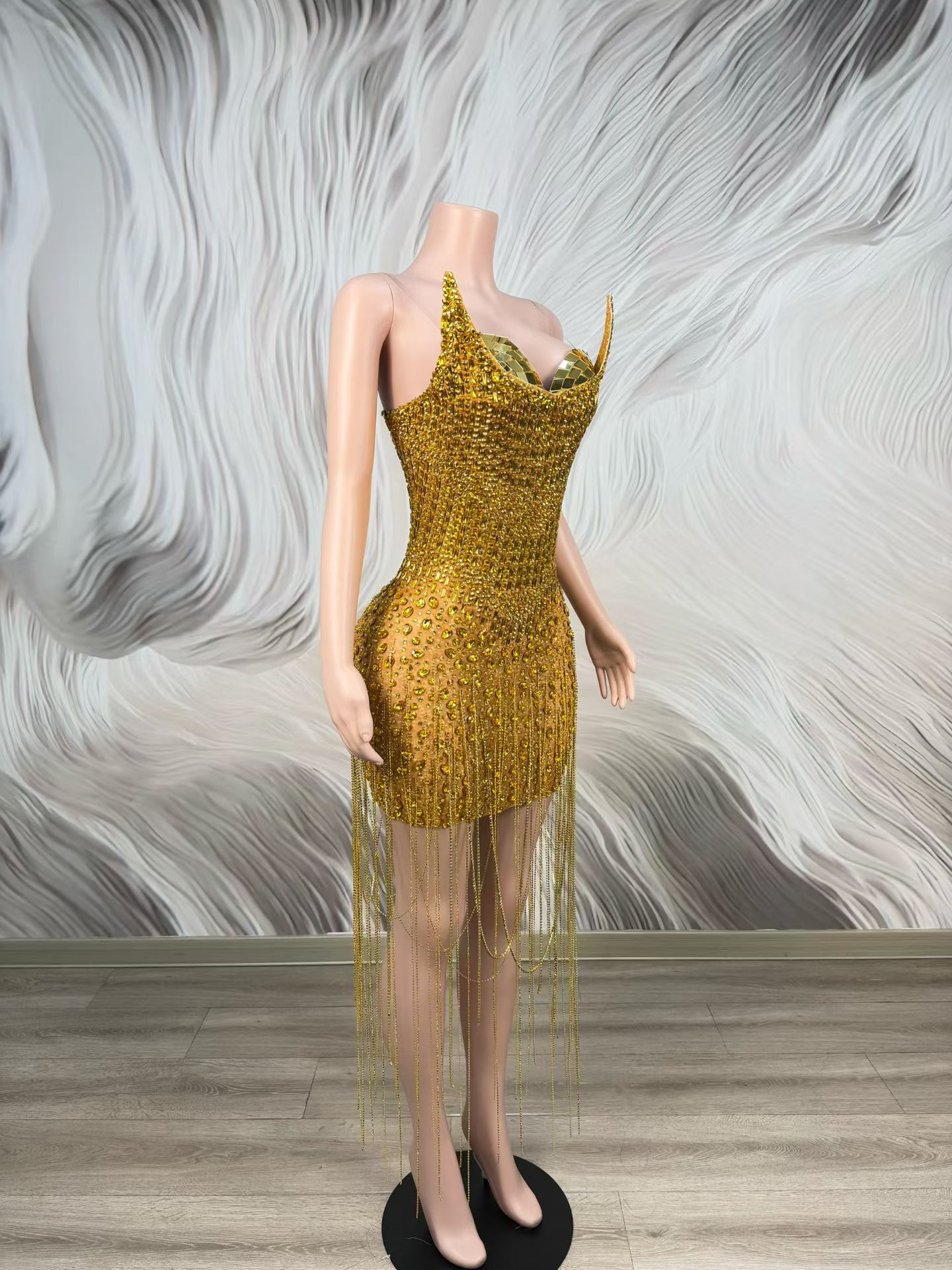 Verjaardagsfeestje Luxe Gouden - Sparkly Rhinestone Club Party Dress recensie en prijs