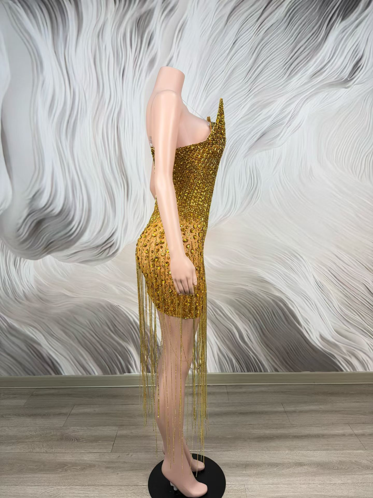 Verjaardagsfeestje Luxe Gouden - Sparkly Rhinestone Club Party Dress recensie en prijs