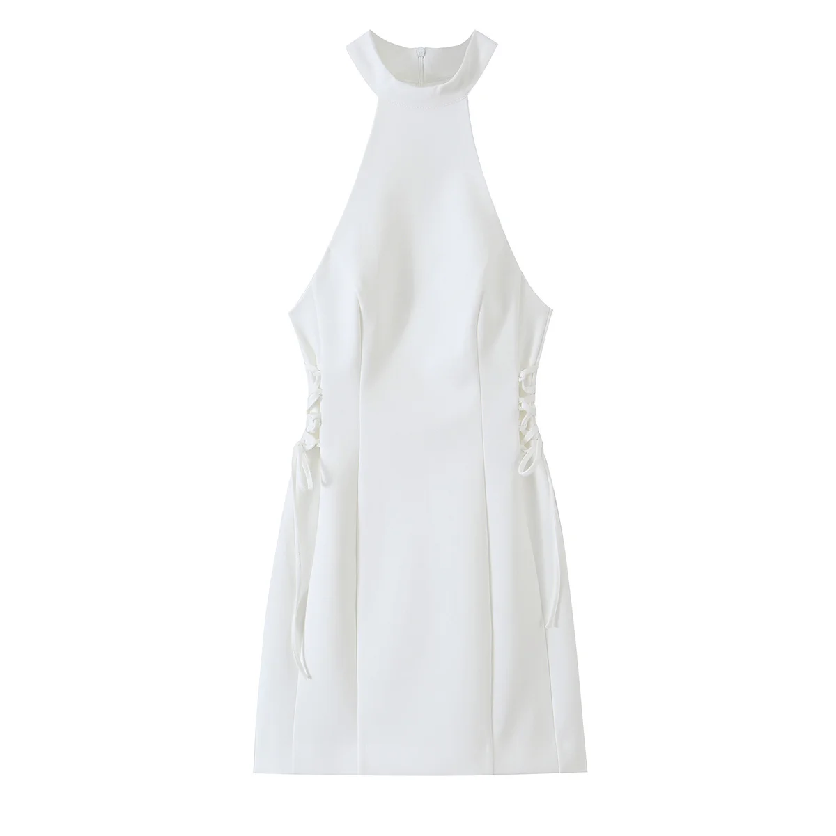 Witte mini-jurk met hoge hals  - Y2K Backless Halter Mini Dress recensie en prijs