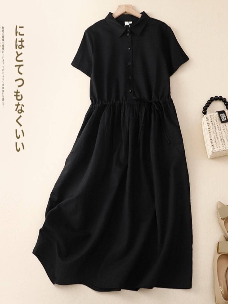 Outlet katoenen damesjurk zome - Korean Style A Line Shirt Dress recensie en prijs