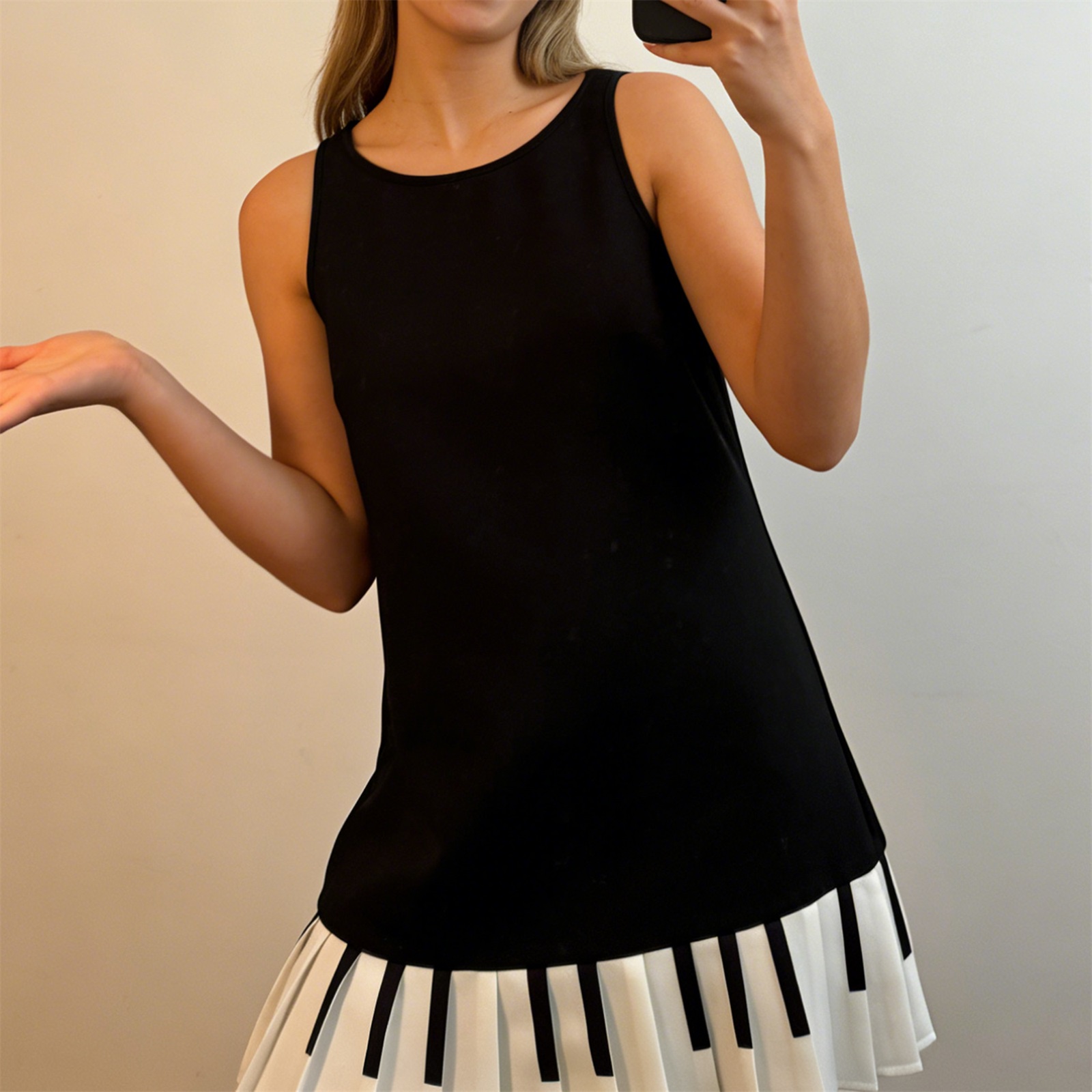 Womens Y2K Piano Key geplooide - Y2K Backless Halter Mini Dress recensie en prijs