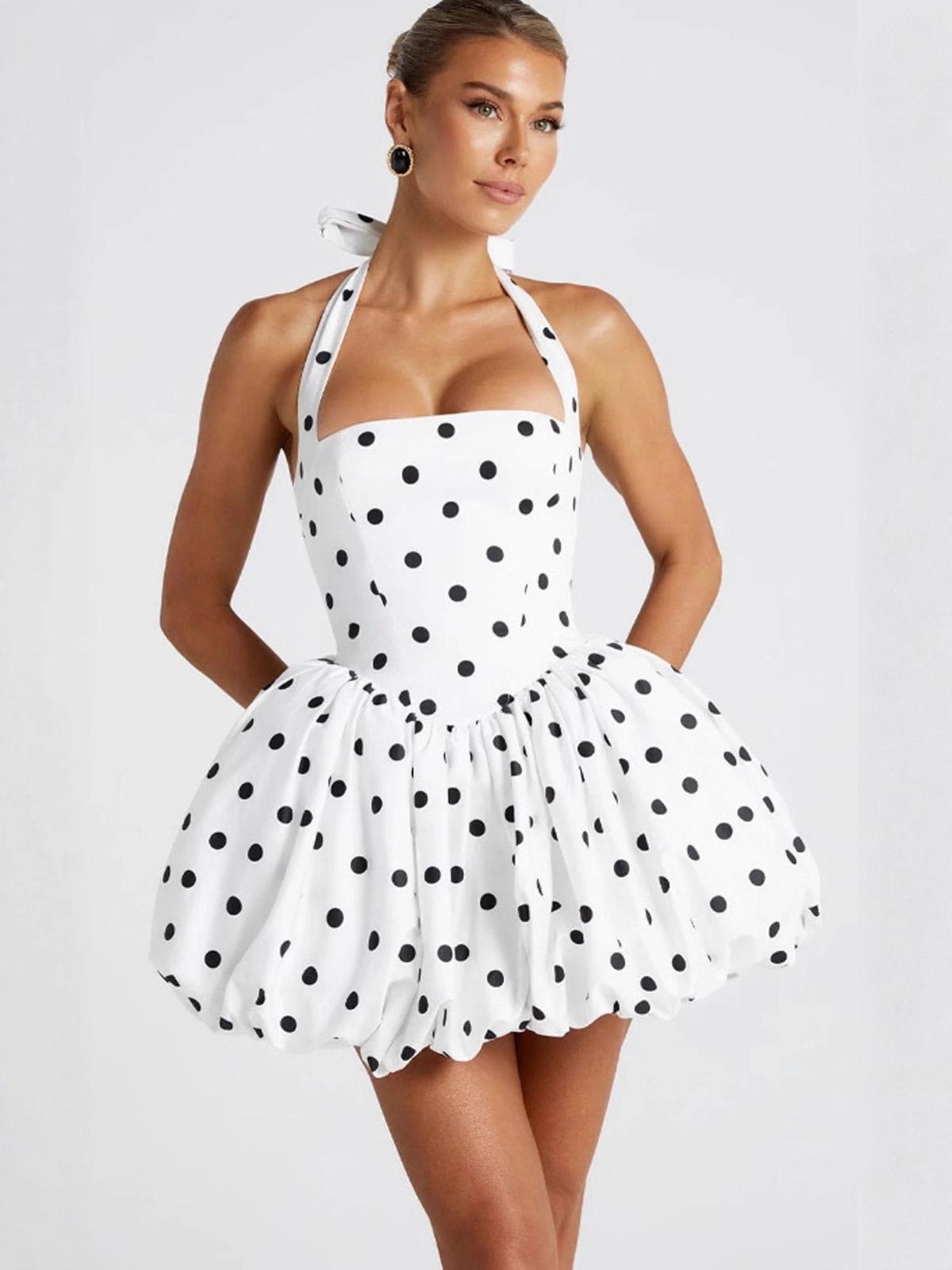 Stippenprint Halter Spaghetti  - Y2K Backless Halter Mini Dress recensie en prijs