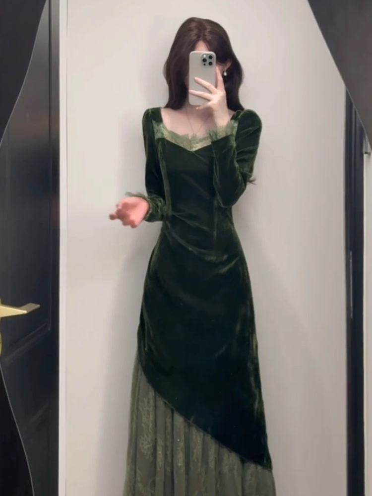 Franse vintage elegante fluwel - French Vintage Floral Midi Dress recensie en prijs