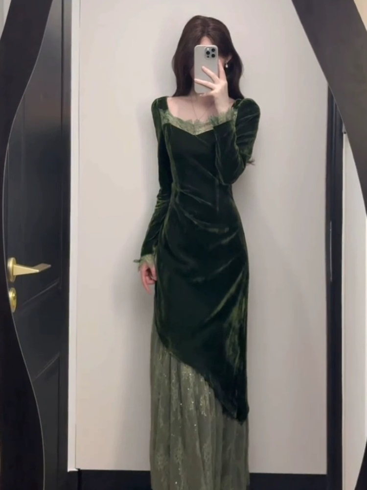 Franse vintage elegante fluwel - French Vintage Floral Midi Dress recensie en prijs
